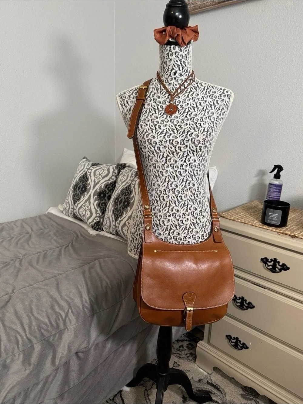 Patricia Nash Saddle Crossbody Bag in Cognac Brown